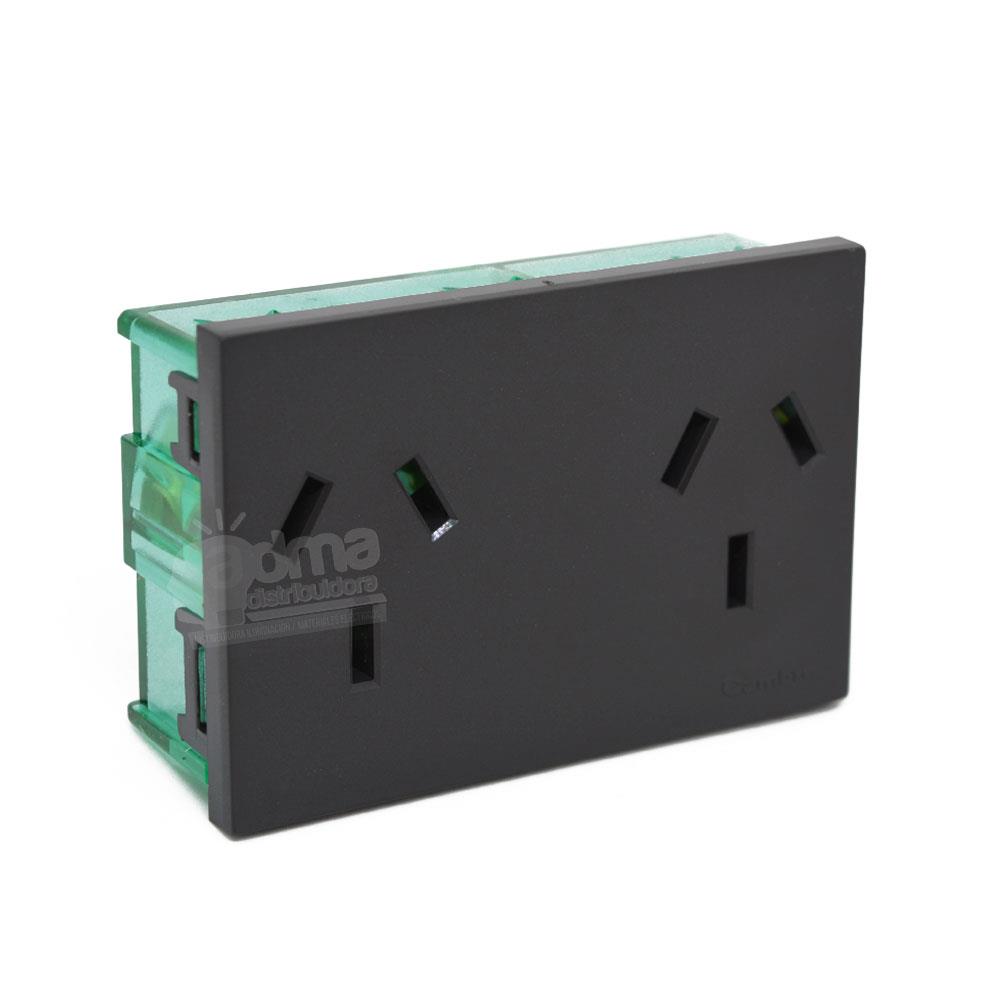 MODULO TOMA DOBLE NORMALIZADO 220V GRIS 10A 4M DOBLE CAMBRE