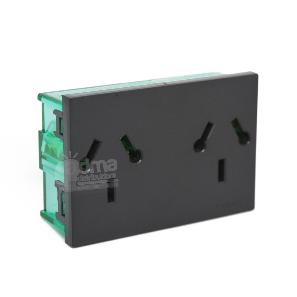 MODULO TOMA DOBLE 220V GRIS 10A 4M DOBLE CAMBRE