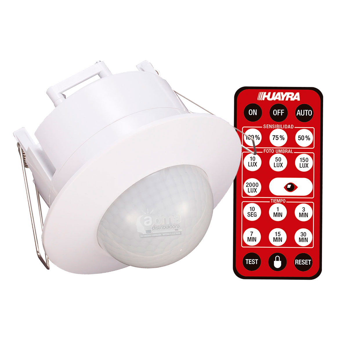 SENSOR P/ EMBUTIR EN CIELORASO 360° BLANCO + CONTROL REMOTO