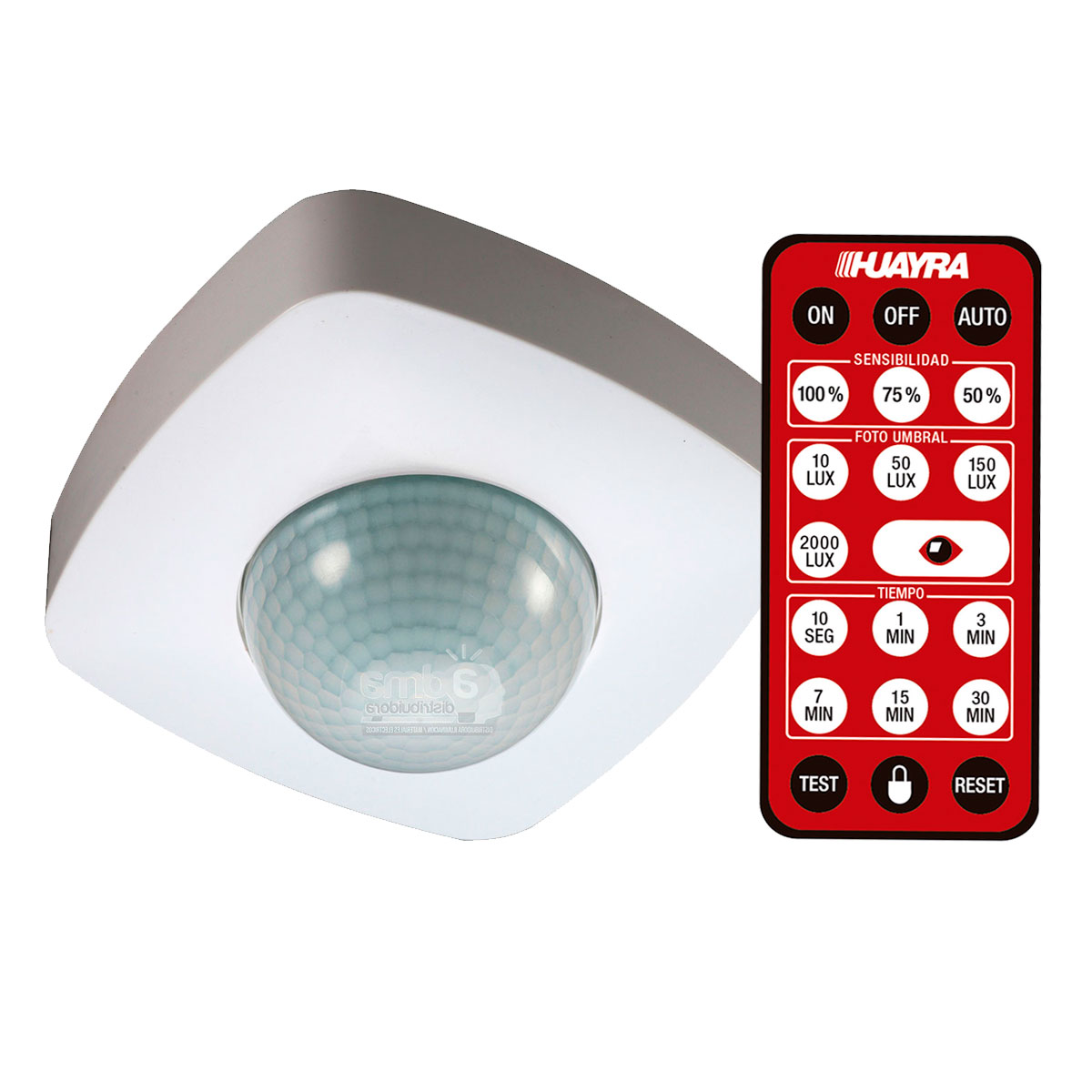 SENSOR P/ APLICAR EN CIELORASO 360° BLANCO + CONTROL REMOTO