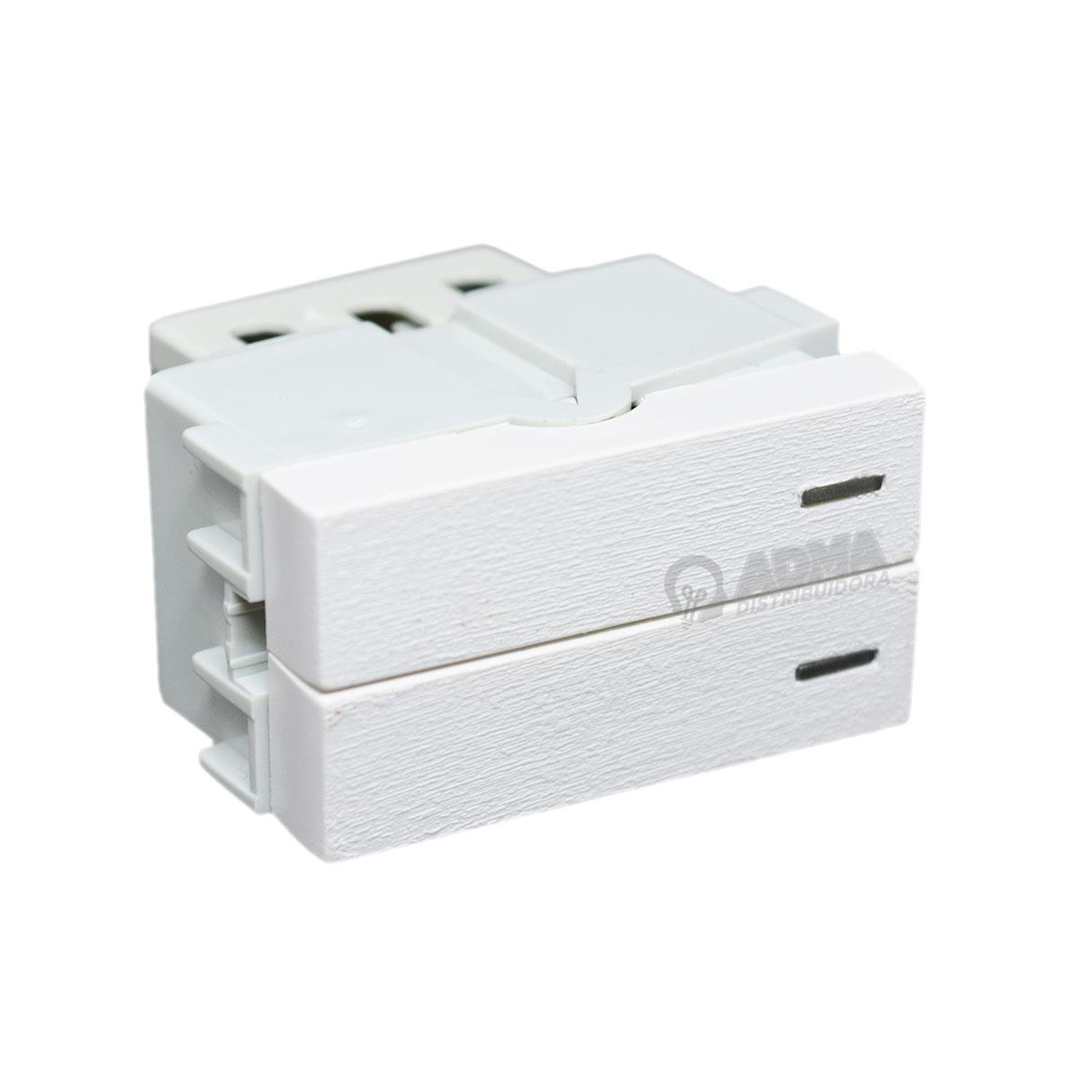 DOBLE INTERRUPTOR UNIPOLAR 220V 10A (2 1/2 MODULO EN 1)