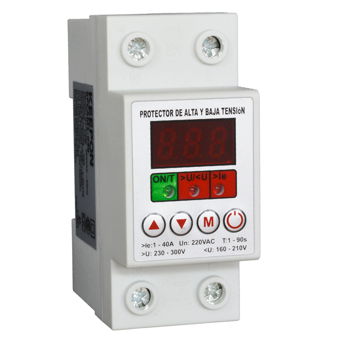 PROTECTOR DE TENSION Y SOBRECORRIENTE MONOFASICO DIGITAL VOLTIMETRO 40A KEEPON
