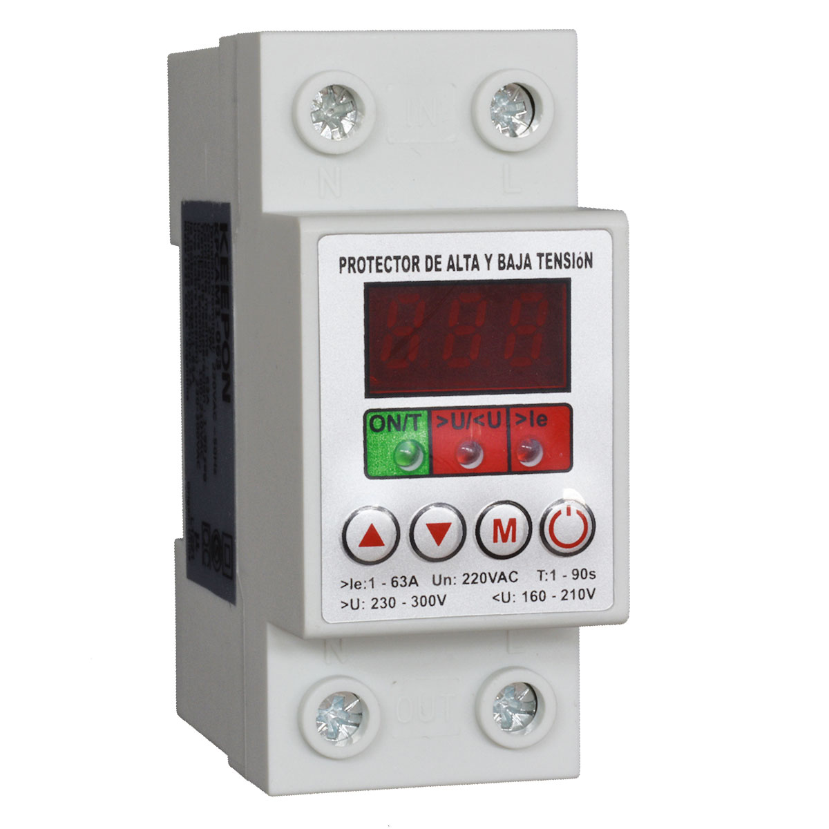 PROTECTOR DE TENSION Y SOBRECORRIENTE MONOFASICO DIGITAL VOLTIMETRO 63A KEEPON