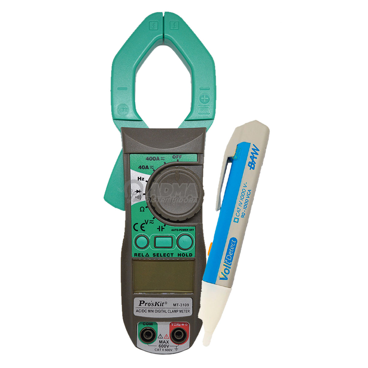 PINZA AMPEROMETRICA AUTORRANGO IPK MT-3109 + BUSCAPOLO INDUCTIVO