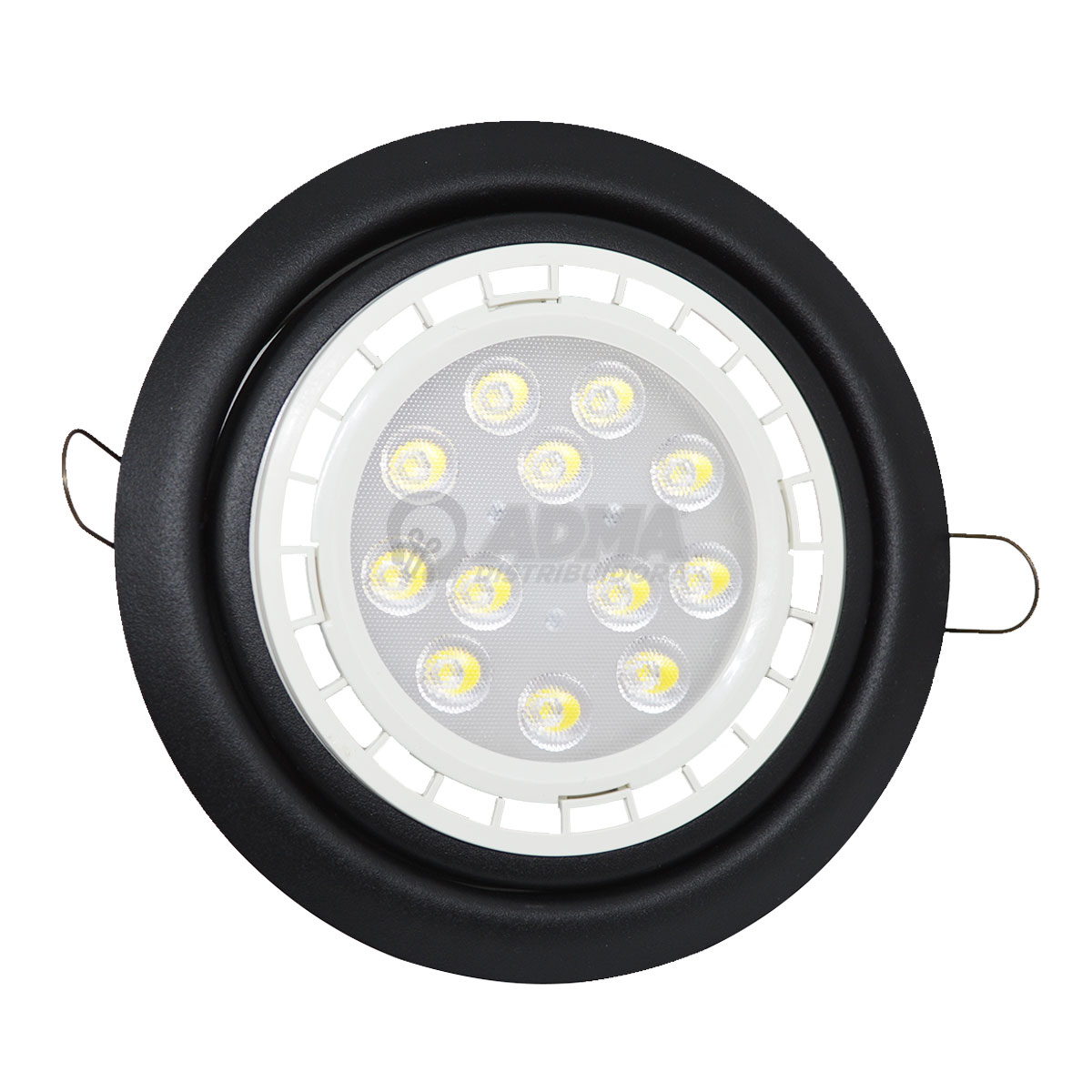 SPOT AR111 NEGRO + DICROICA 11W CÁLIDA + ZOCALO