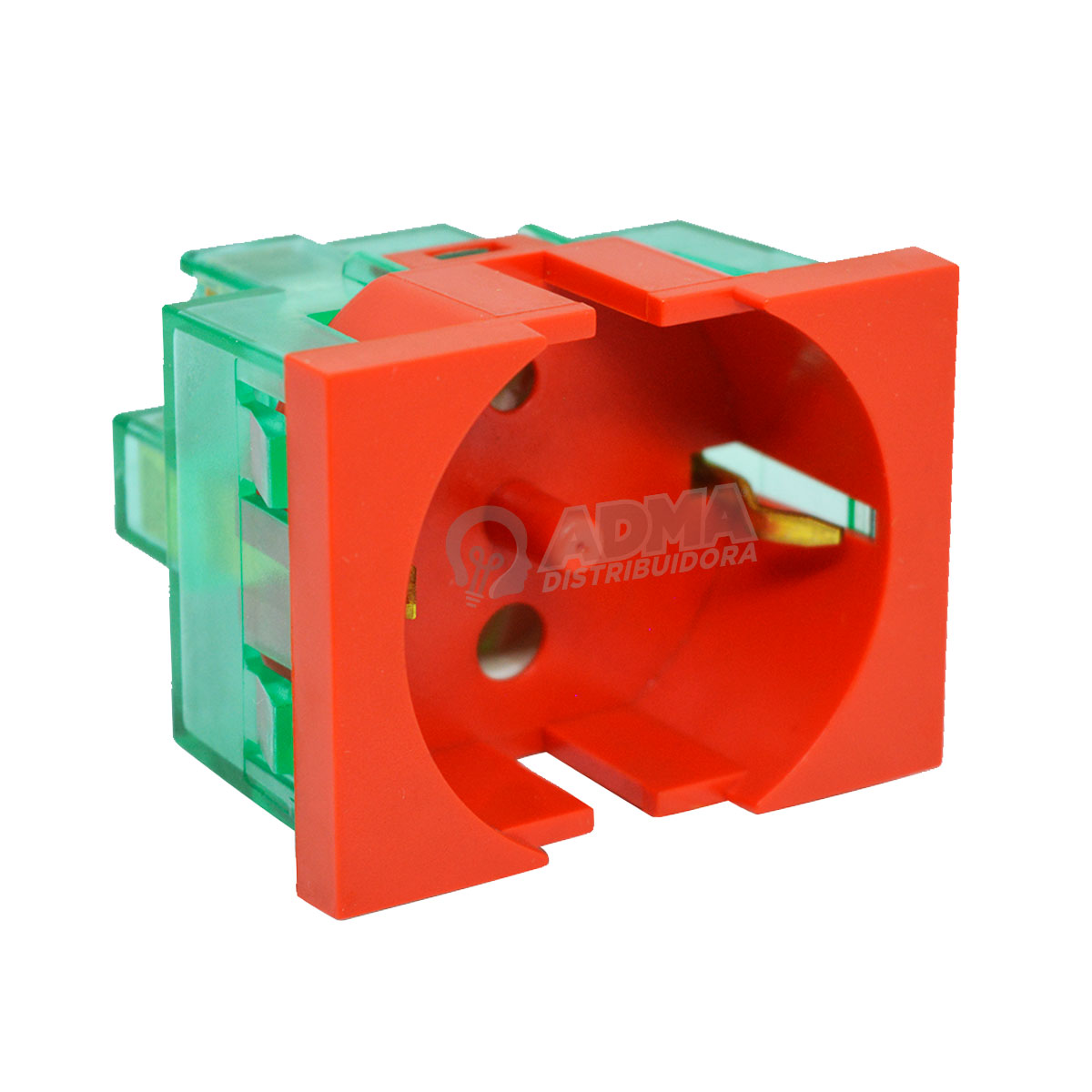 MODULO TOMA SCHUKO POLARIZADO P/ ENERGIA ESTABILIZADA ROJO CAMBRE