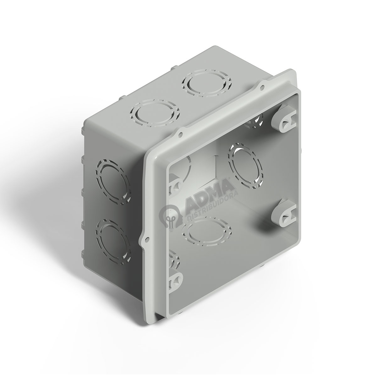 CAJA CUADRADA 10X10 EMBUTIR GRIS C/ OREJA PLASTICA GENROD