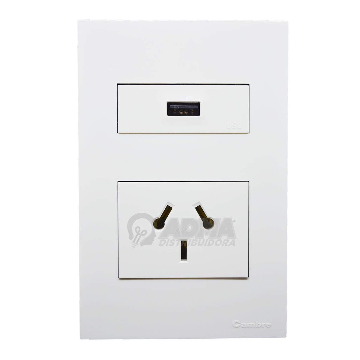 BASTIDOR TOMA COMBINADO + TOMA USB NO LED CAMBRE