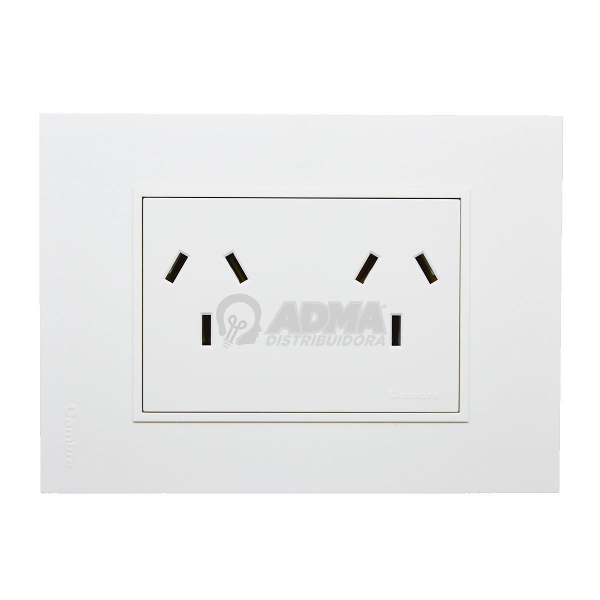 TAPA BASTIDOR BAUHAUS BLANCO + TOMA DOBLE NORMALIZADO