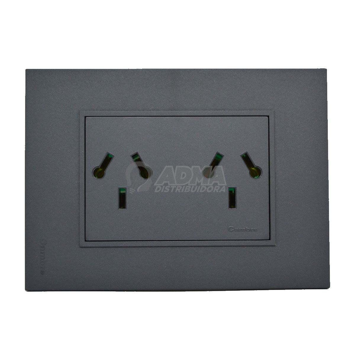 TAPA BASTIDOR BAUHAUS GRIS + TOMA DOBLE COMBINADO