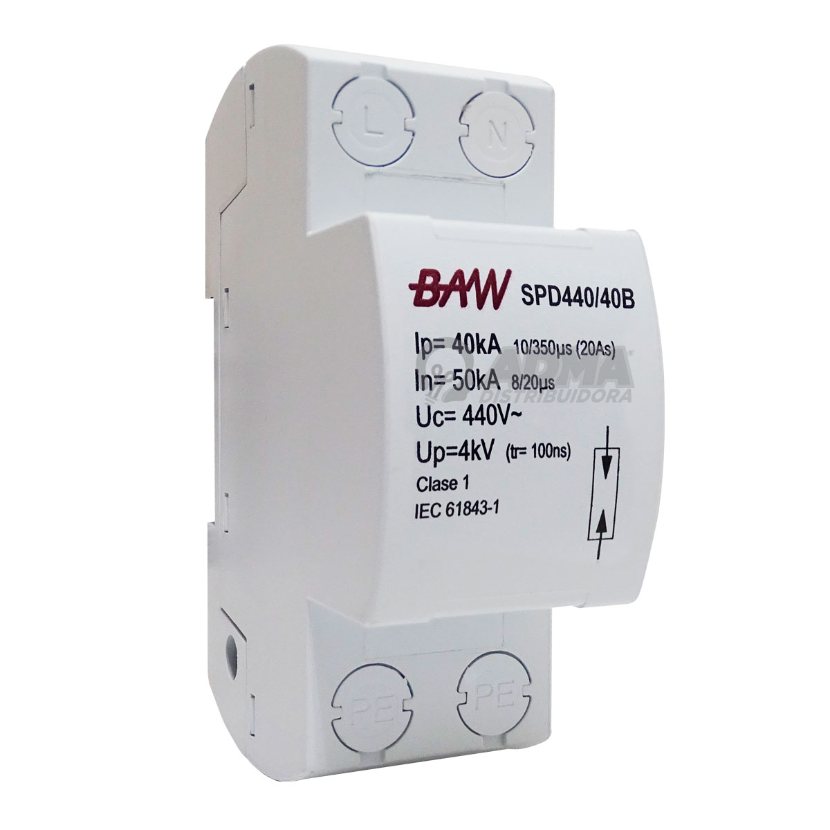 DESCARGADOR SOBRETENSIONES UNIPOLAR 440V-40KA