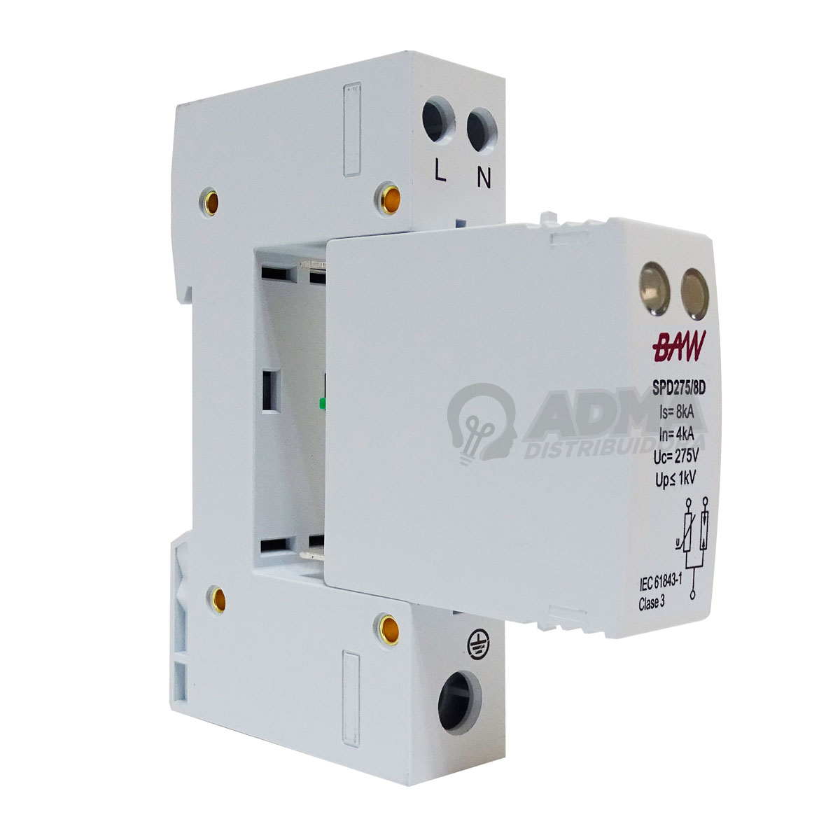 DESCARGADOR SOBRETENSIONES 1P+N 275V-8K