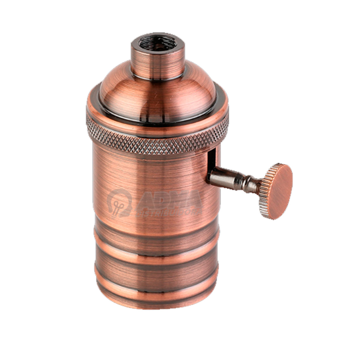 PORTALAMPARA ALUMINIO E27 VINTAGE CON PERILLA COBRE