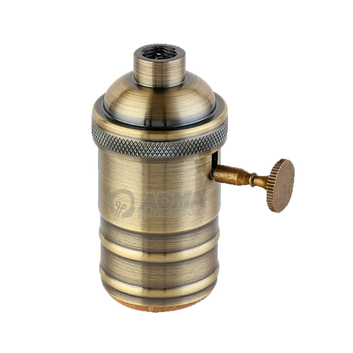 PORTALAMPARA ALUMINIO E27 VINTAGE CON PERILLA BRONCE