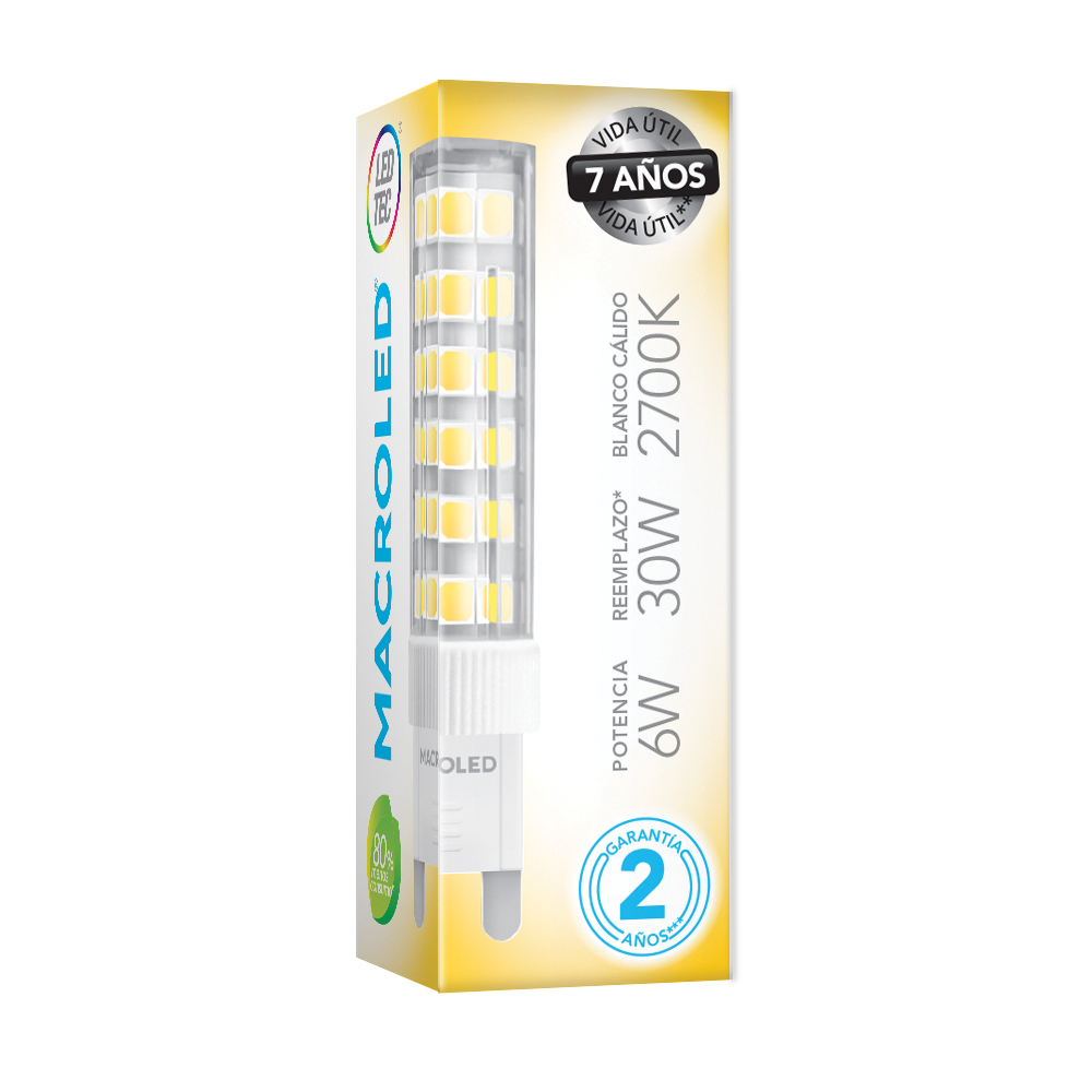 BIPIN G9 MACROLED 6W 220V CALIDO 2700K