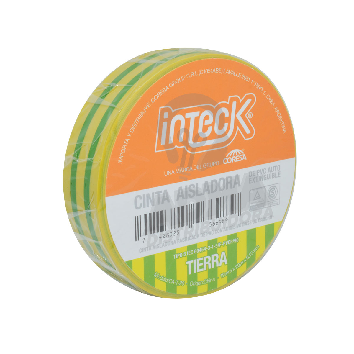 CINTA ADHESIVA PVC TIERRA 20 METROS INTECK
