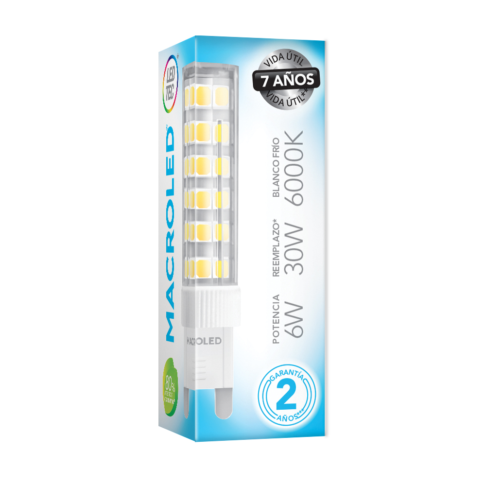 BIPIN G9 MACROLED 6W 220V FRÍA 6000K
