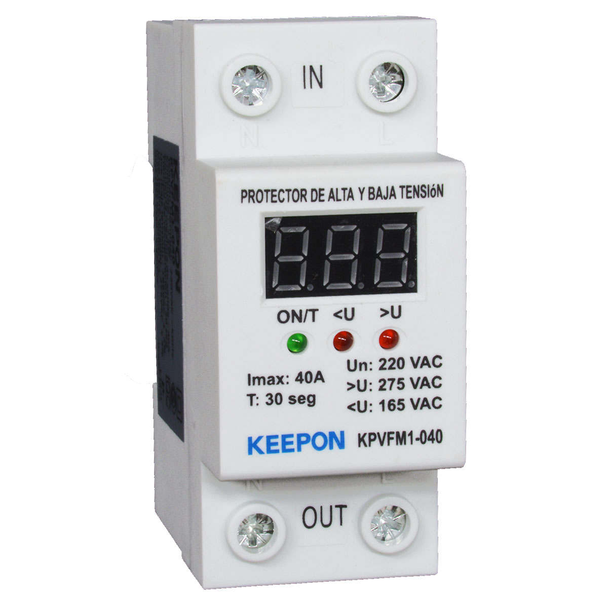 PROTECTOR DE TENSION MONOFASICO DIGITAL VOLTIMETRO 40A KEEPON