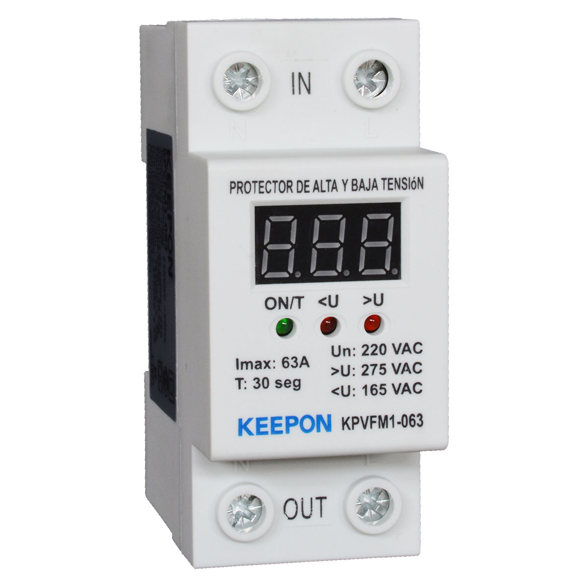 PROTECTOR DE TENSION MONOFASICO DIGITAL VOLTIMETRO 63A KEEPON