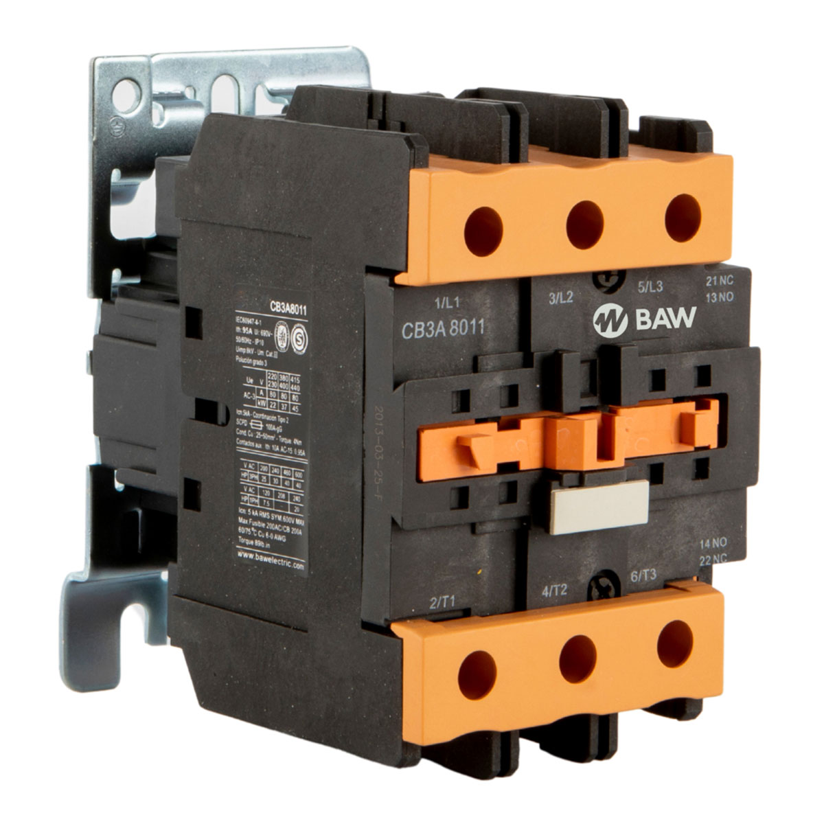 CONTACTOR 3P BAW 37KW 80A 1NO+1NC 220VAC