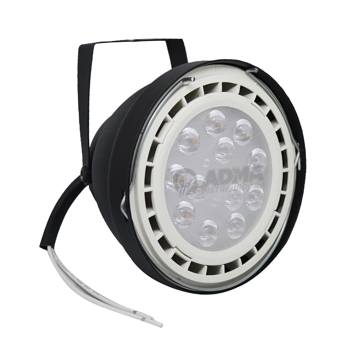 CABEZAL PROYECTOR NEGRO AR111 + DICROICA 11/12W FRÍA
