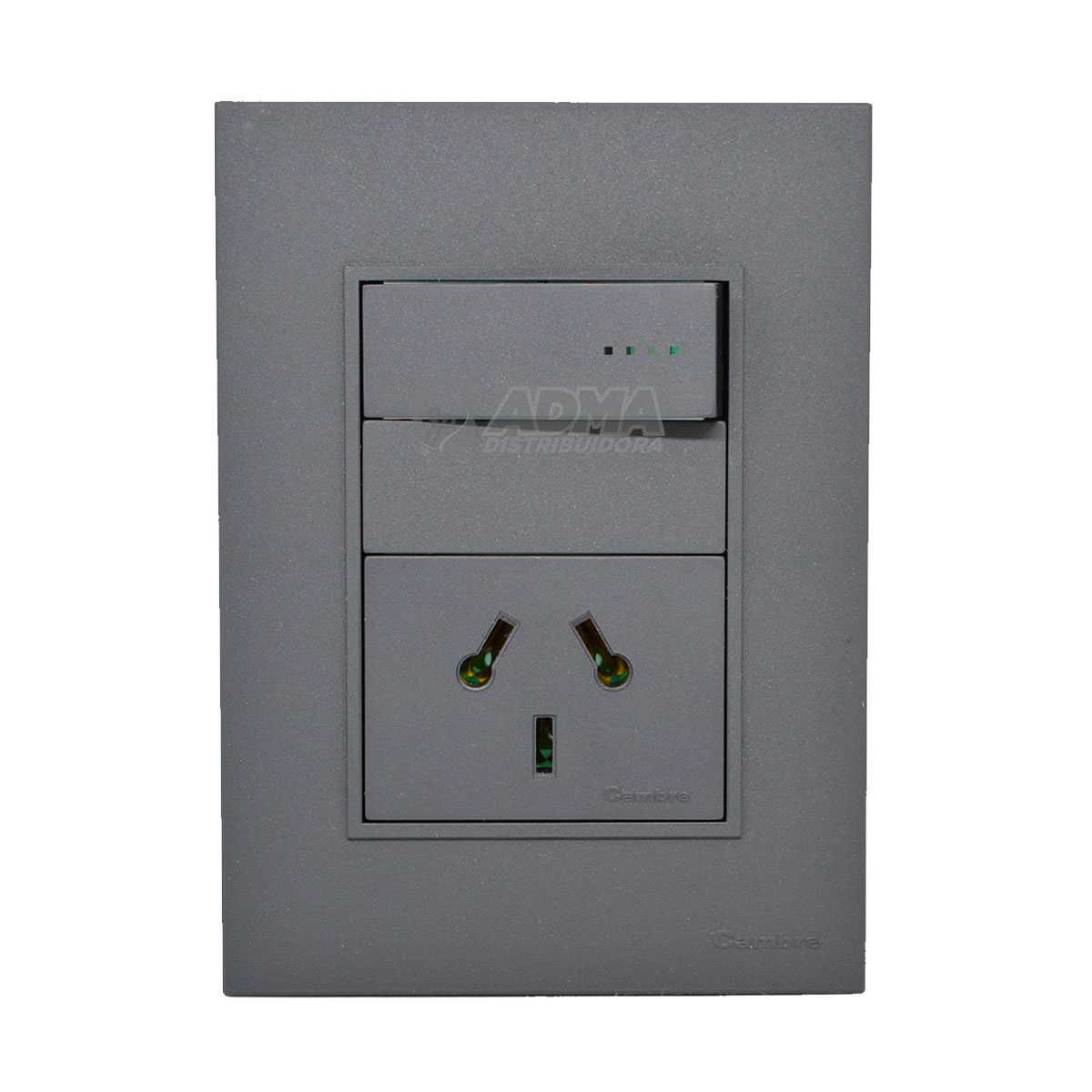 TAPA BASTIDOR COMPLETO BAUHAUS GRIS + PUNTO Y TOMA COMBINADO 10A