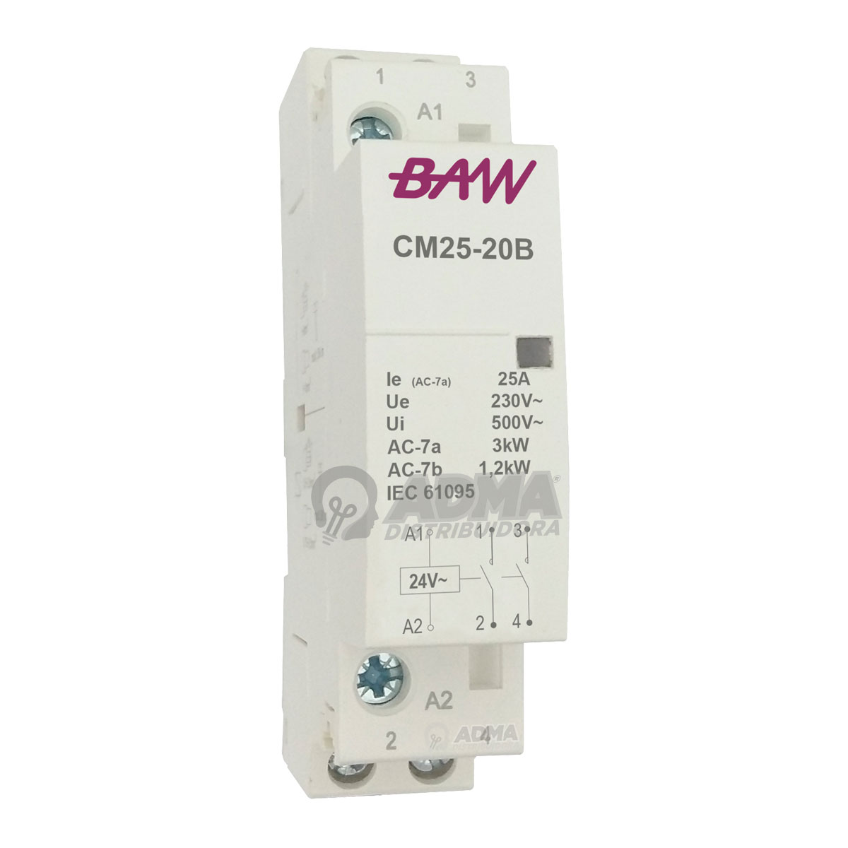 CONTACTOR MODULAR BIPOLAR 25A 2NO 24VCA A-M