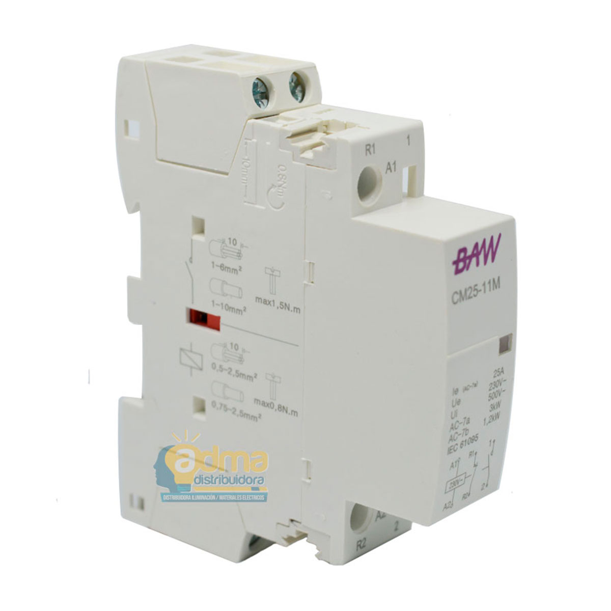 CONTACTOR MODULAR 1NO+1NC 25A 22V