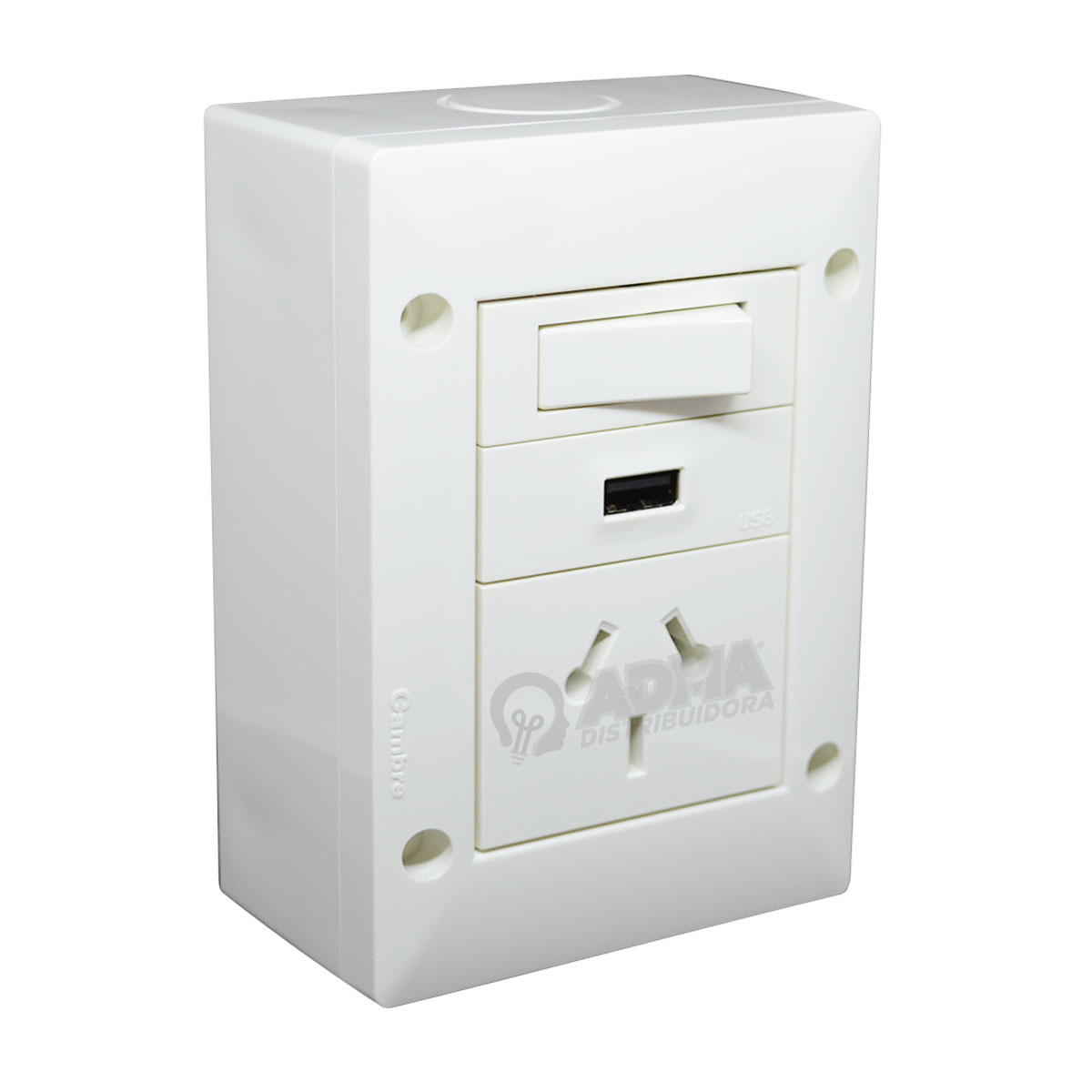 CAJA EXTERIOR + PUNTO TOMA COMBINADO TOMA USB