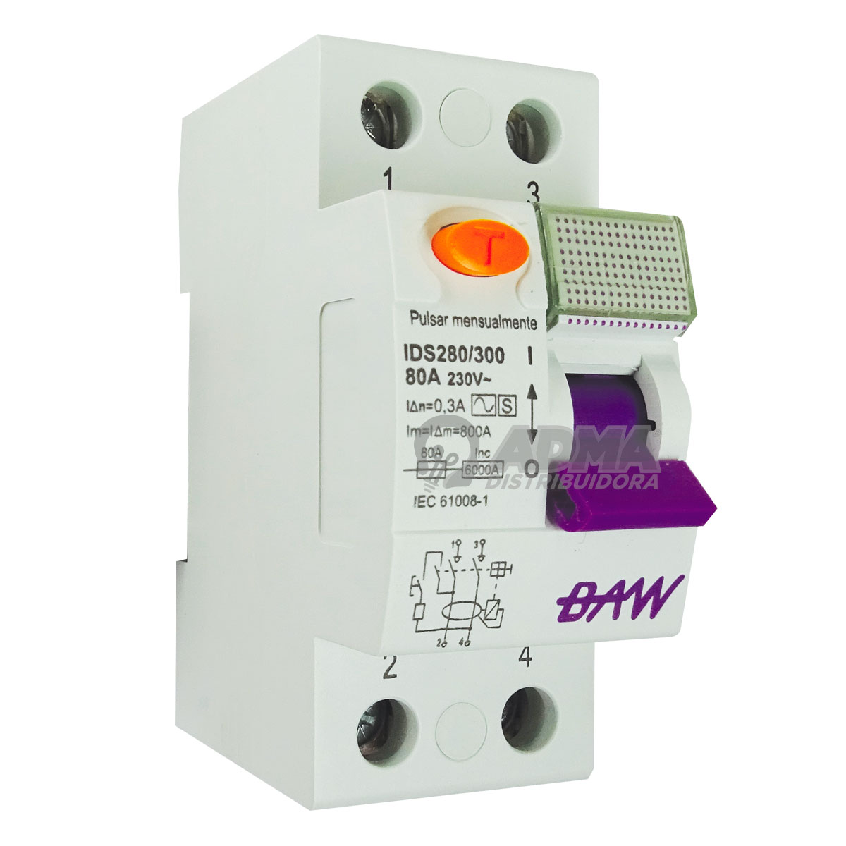INTERRUPTOR DIFERENCIAL BIPOLAR 80A 300MA BAW
