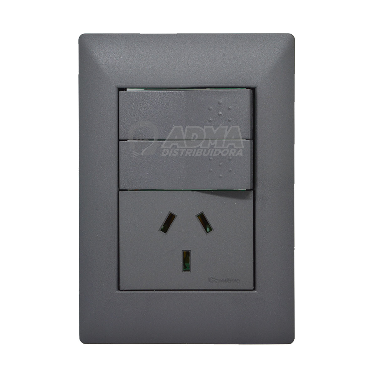 TAPA BASTIDOR SIGLO XXII GRIS 2 PUNTOS + TOMA NORMALIZADO 10A