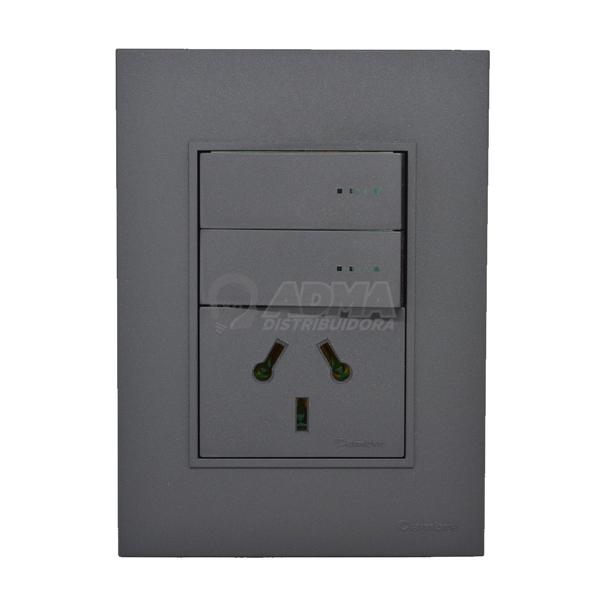TAPA BASTIDOR BAUHAUS GRIS 2 PUNTOS + TOMA COMBINADO