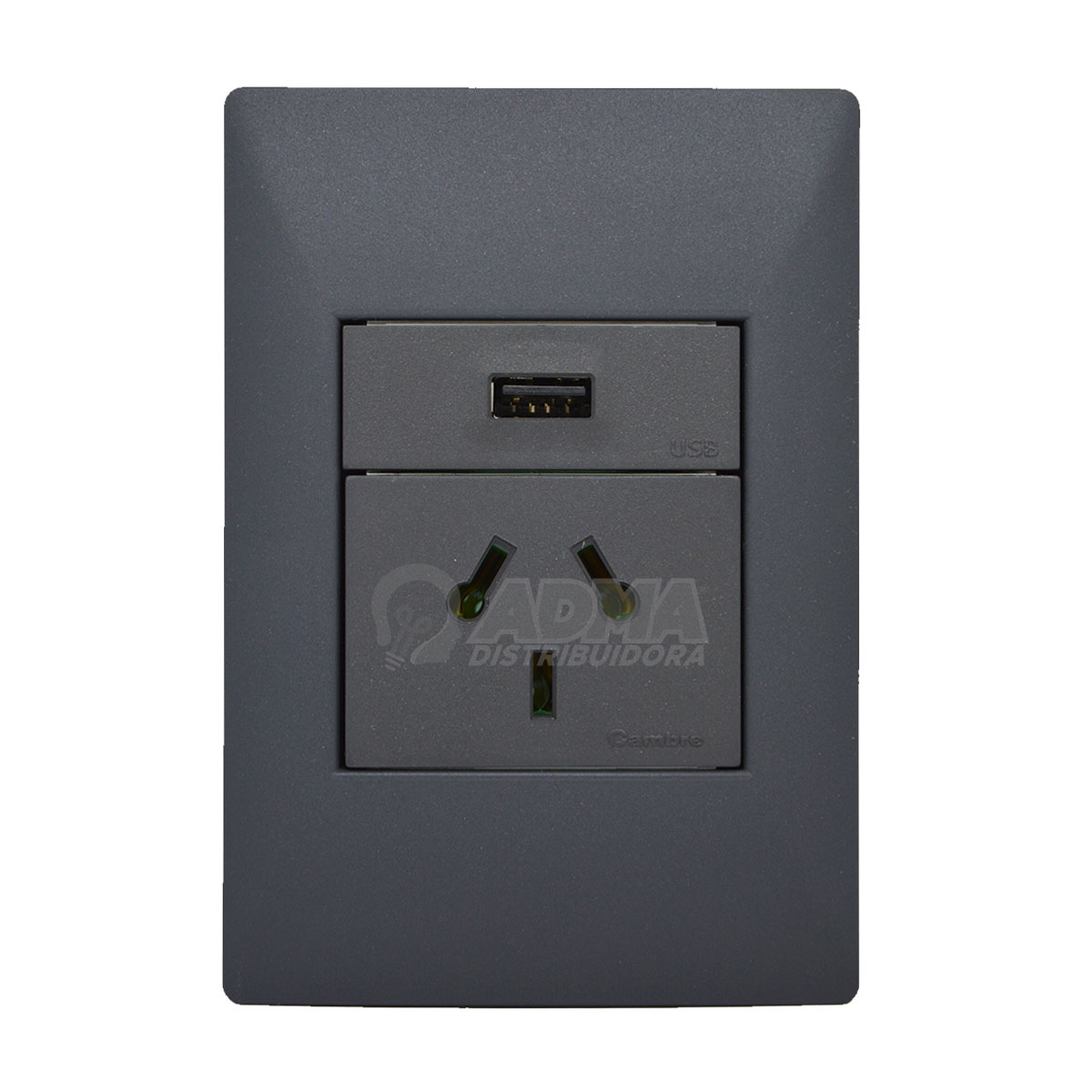 TAPA BASTIDOR SIGLO XXII GRIS TOMA USB + TOMA COMBINADO