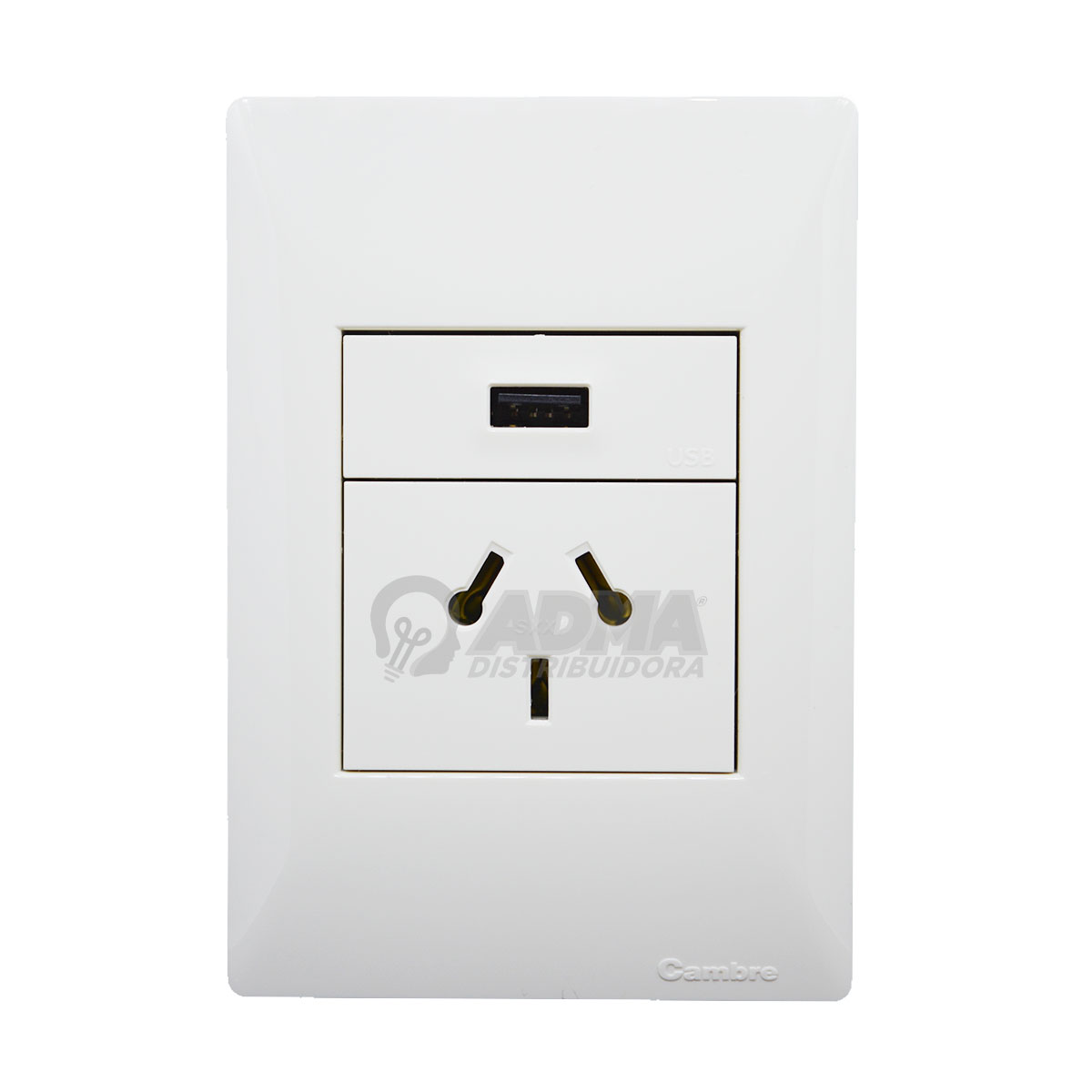 TAPA BASTIDOR SIGLO XXII BLANCO TOMA USB + TOMA COMBINADO