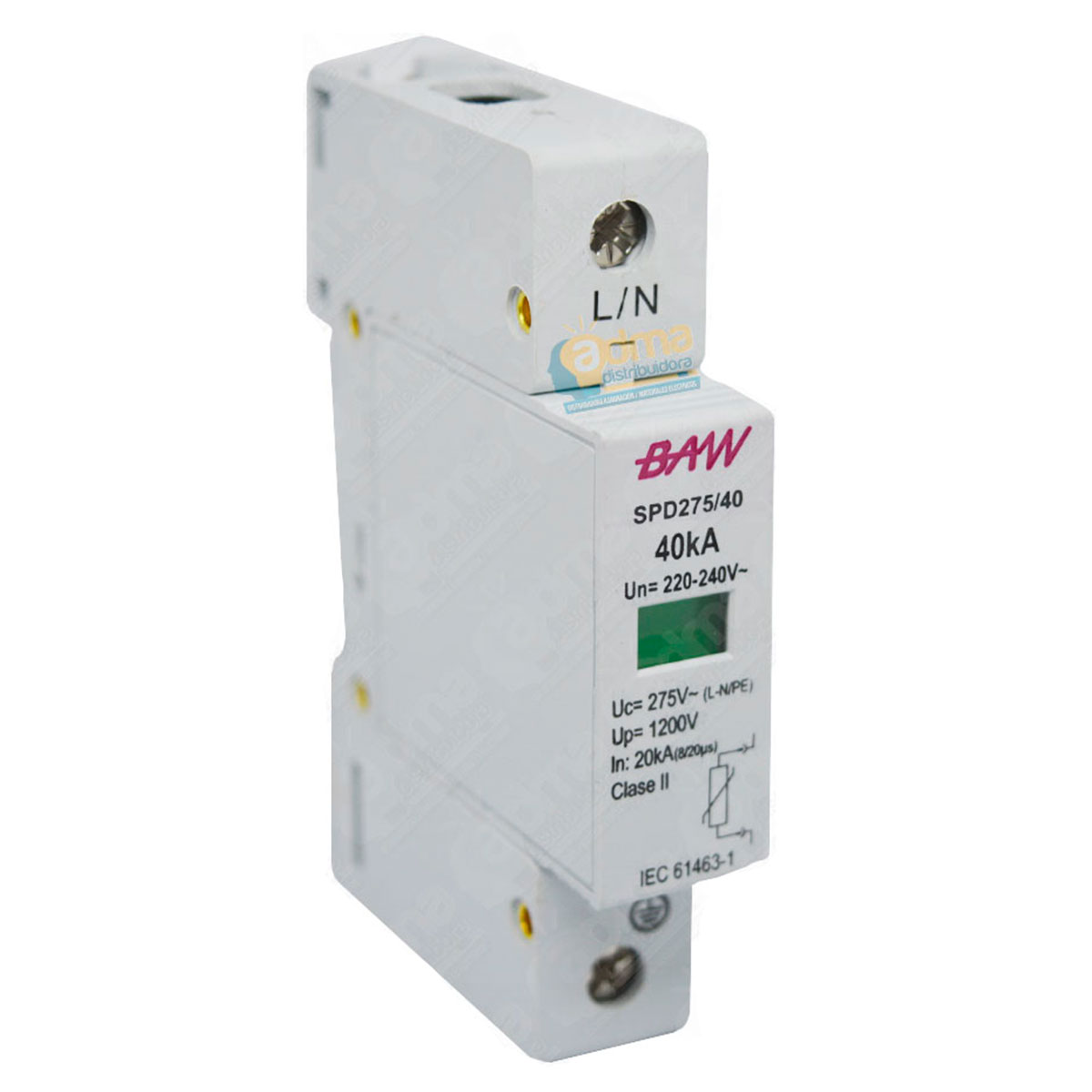 DESCARGADOR SOBRETENSIONES 1P 40KA-1200