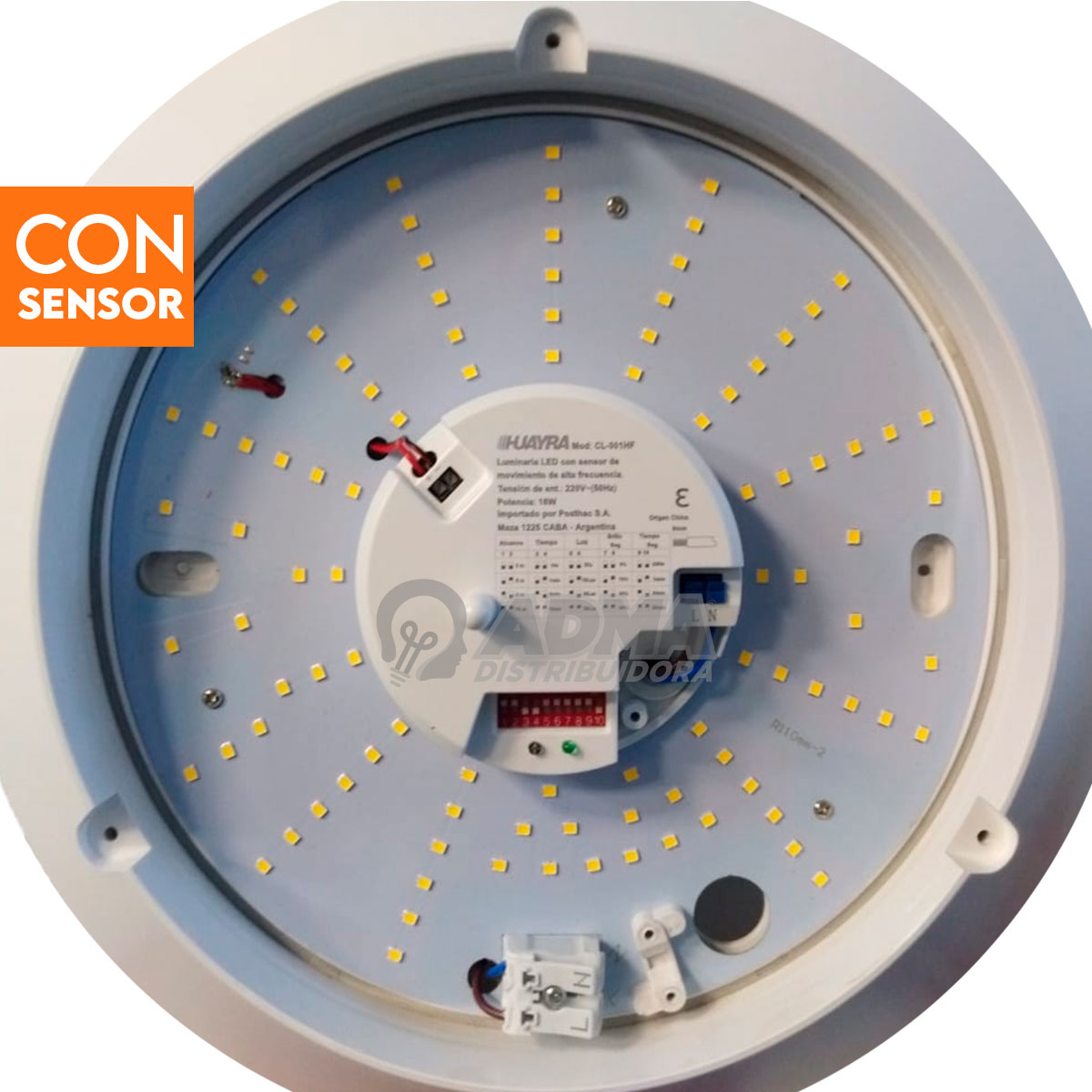 LUMINARIA LED DE TECHO CON SENSOR DE MOVIMIENTO DE ALTA FRECUENCIA 16W CIRCULAR
