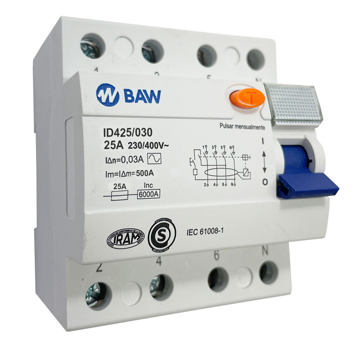 INTERRUPTOR DIFERENCIAL TETRAPOLAR 25A 30MA BAW
