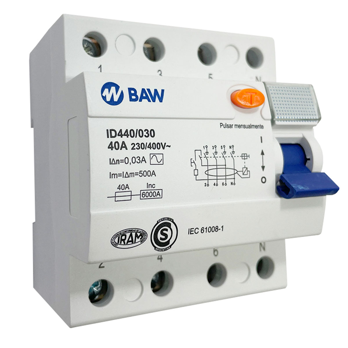 INTERRUPTOR DIFERENCIAL TETRAPOLAR 40A 30MA BAW