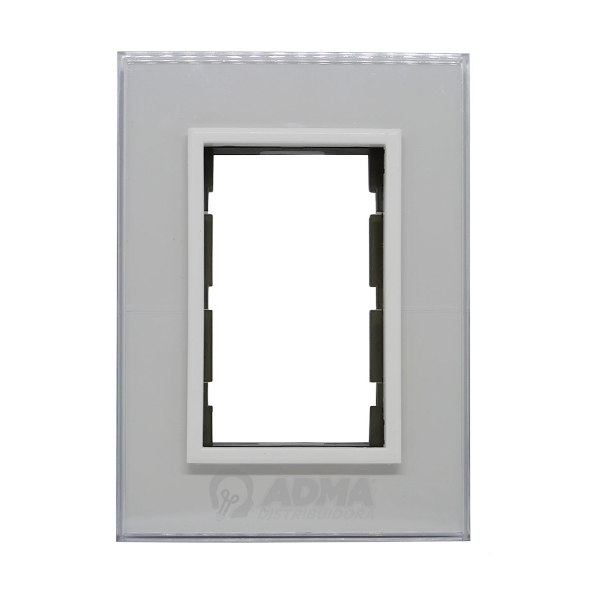 TAPA CRISTAL 5 x 10 CM C/BASTIDOR Y RIBETE BLANCO CLASICO