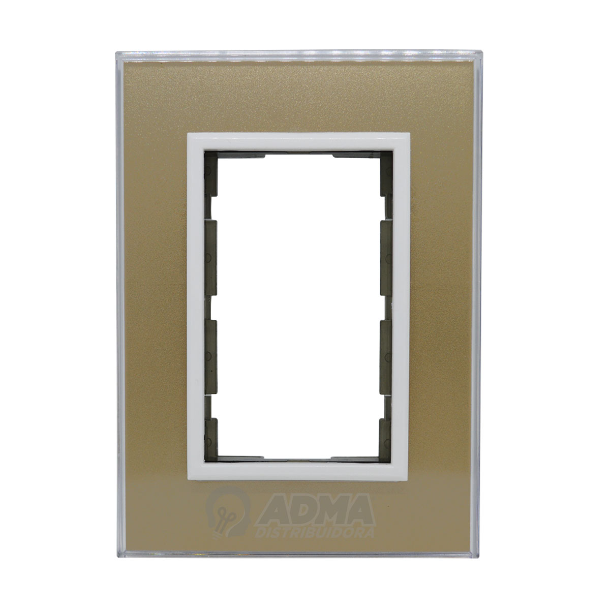 TAPA CRISTAL 5 x 10 CM C/BASTIDOR Y RIBETE BLANCO CHAMPAGNE