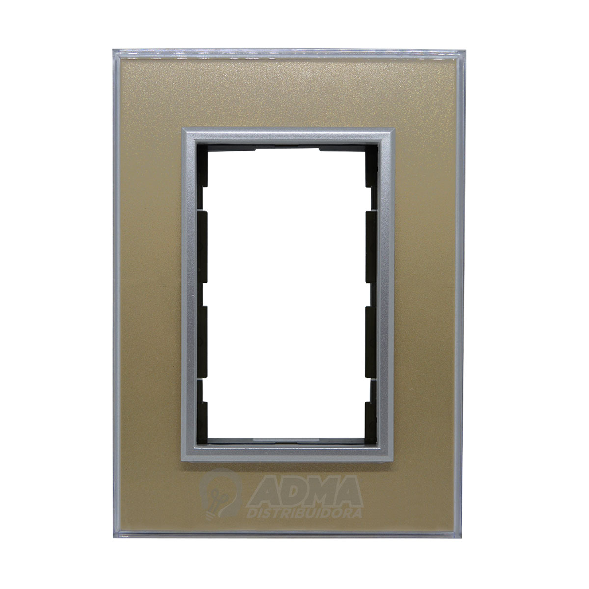 TAPA CRISTAL 5 x 10 CM C/BASTIDOR Y RIBETE PLATA CHAMPAGNE