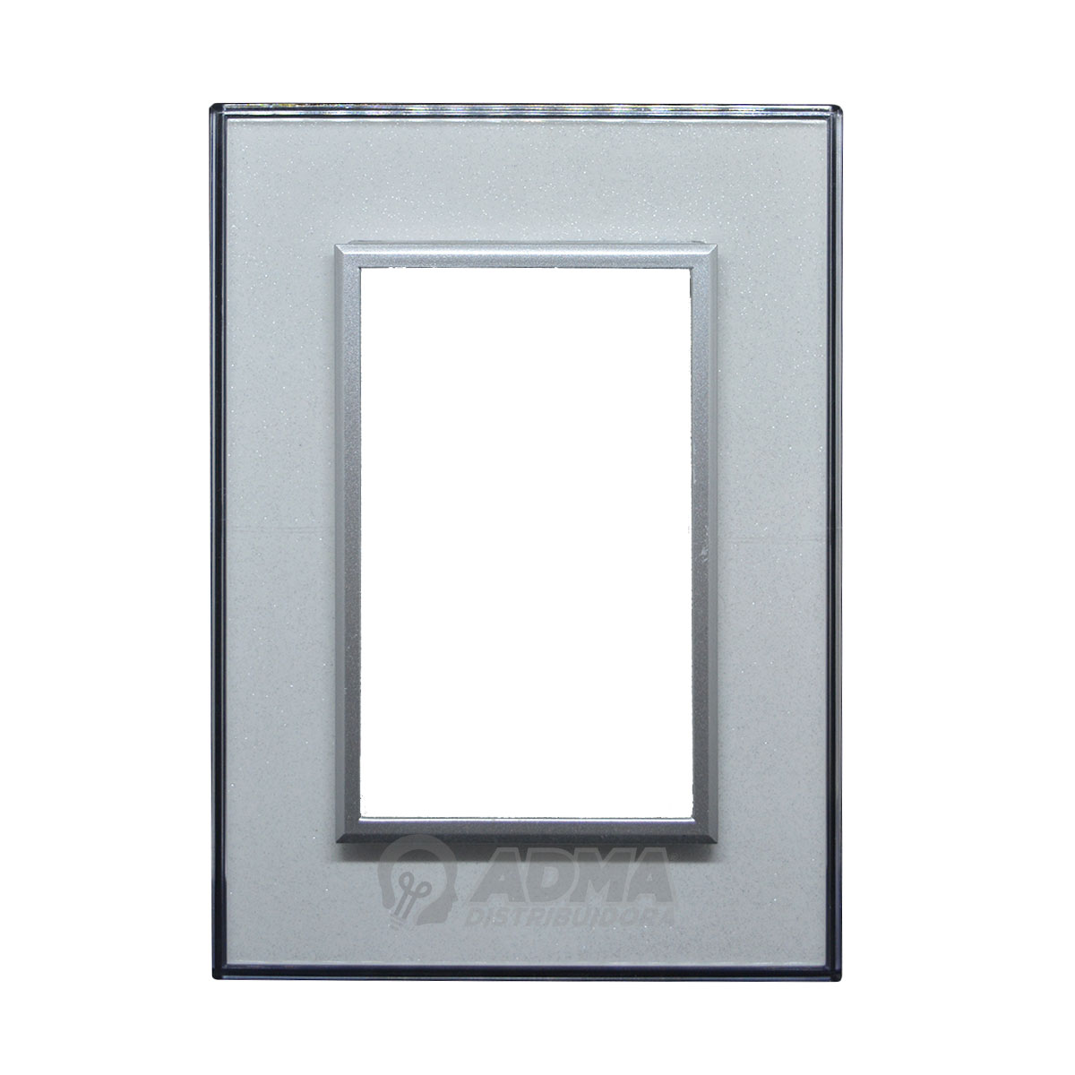 TAPA CRISTAL 5 x 10 CM C/BASTIDOR Y RIBETE PLATA BLANCO
