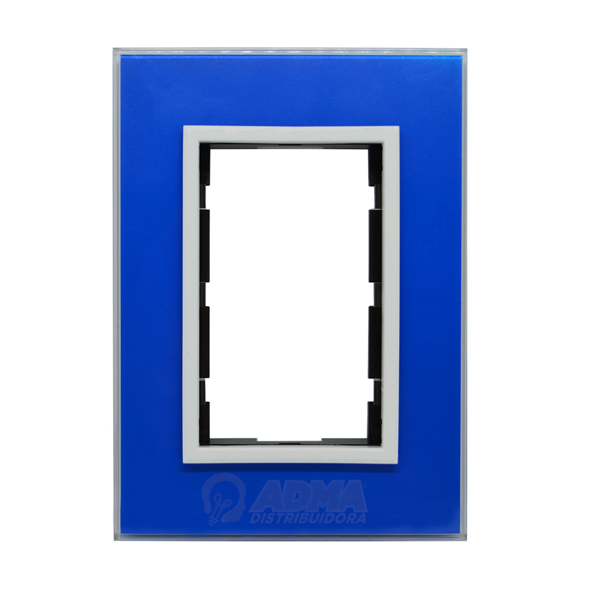 TAPA CRISTAL 5 x 10 CM C/BASTIDOR Y RIBETE BLANCO AZUL