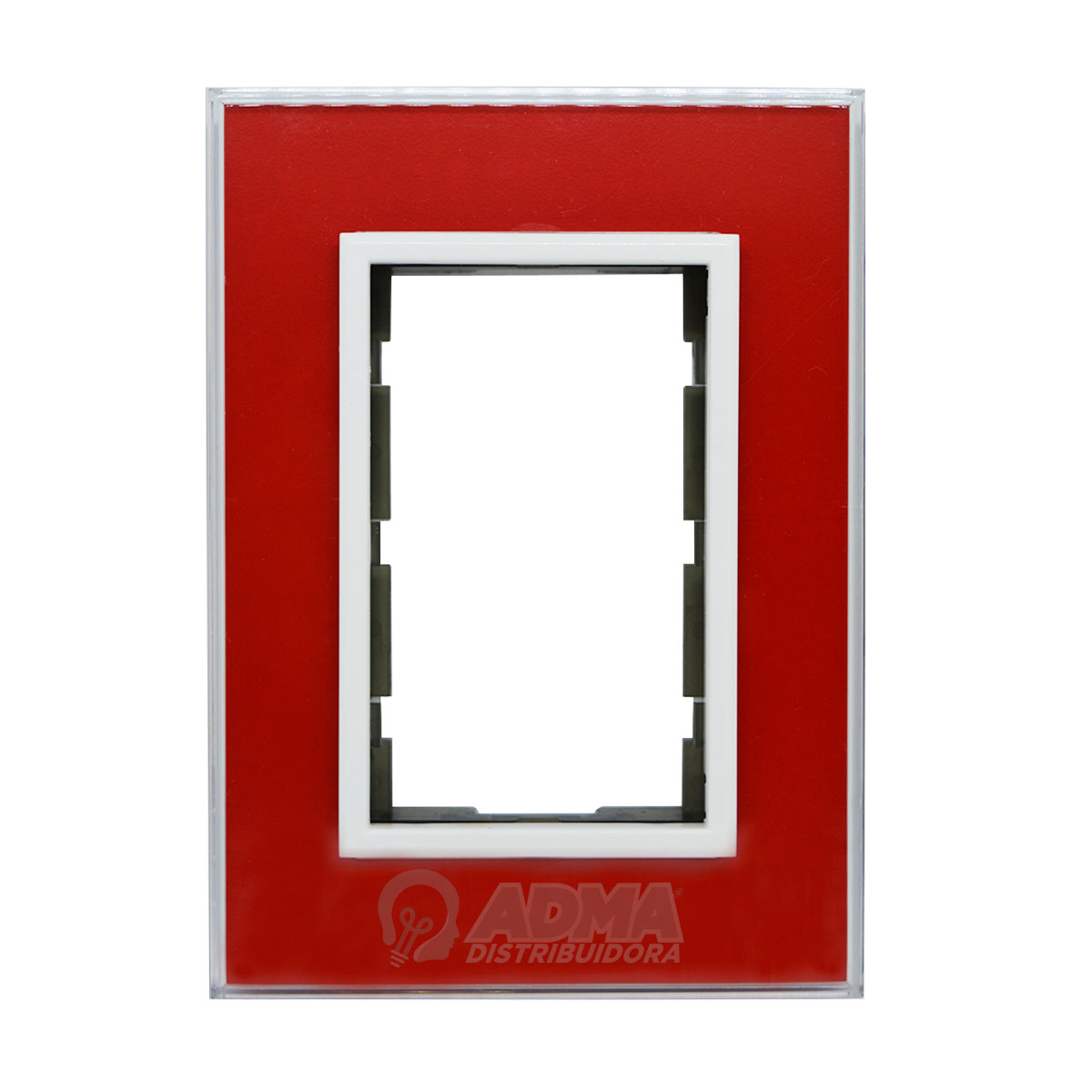 TAPA CRISTAL 5 x 10 CM C/BASTIDOR Y RIBETE BLANCO ROJO