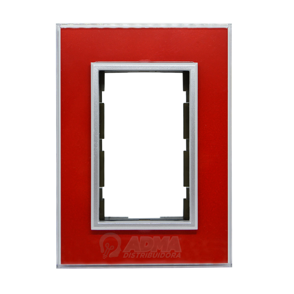 TAPA CRISTAL 5 x 10 CM C/BASTIDOR Y RIBETE PLATA ROJO