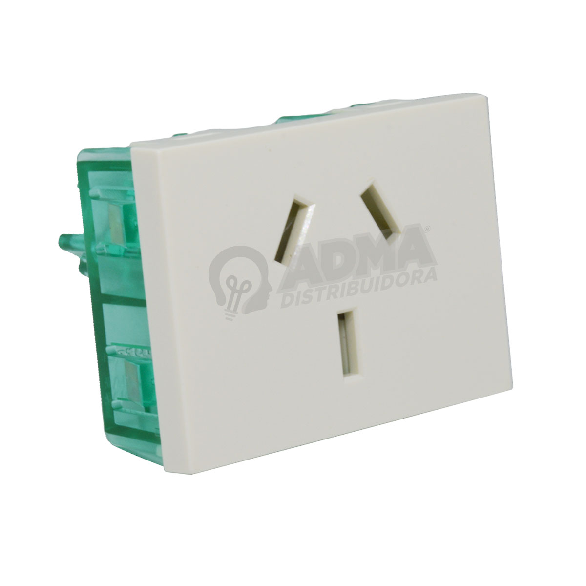 MODULO TOMA 10AMP CON POLO A TIERRA CON PROTECCION BLANCO CAMBRE