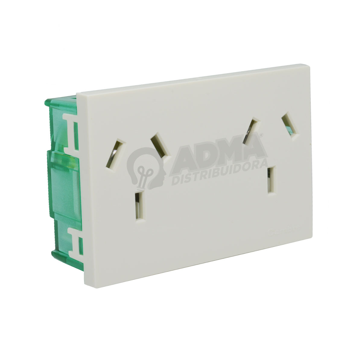 MODULO TOMA DOBLE 10AMP CON POLO A TIERRA CON PROTECCION BLANCO CAMBRE