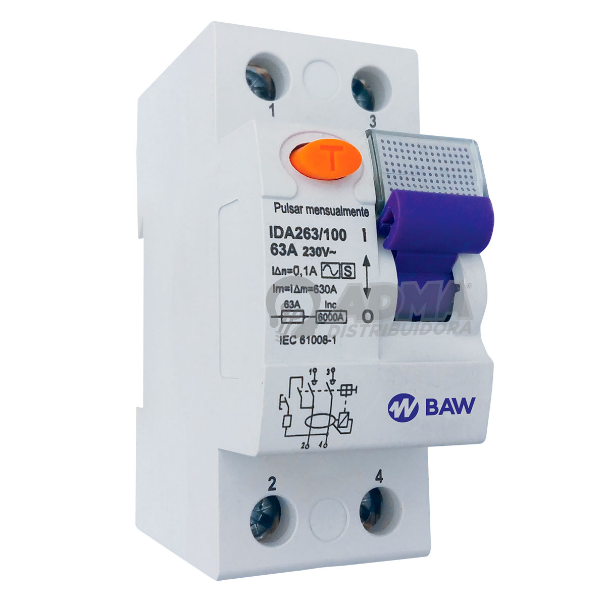 INTERRUPTOR DIFERENCIAL SELECTIVO BIPOLAR 63A 100MA "S"