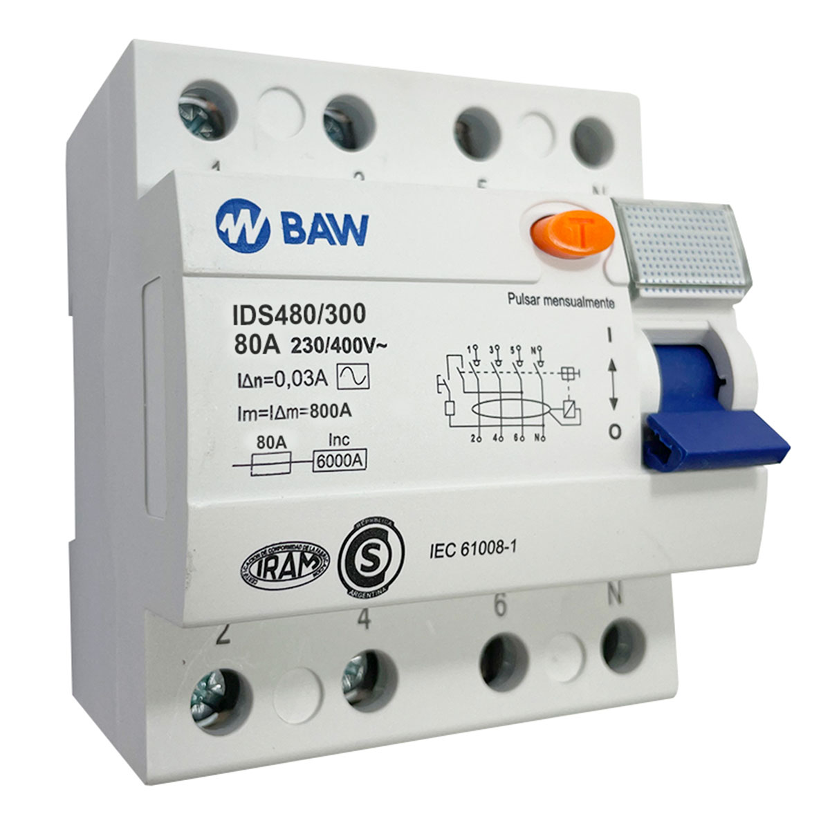 INTERRUPTOR DIFERENCIAL TETRAPOLAR 80A 300MA BAW