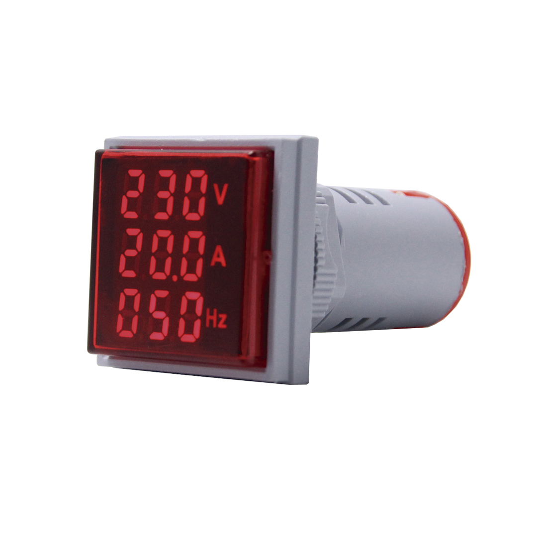 MINI VOLTIMETRO AMP HZ BAW ROJO 100A - 20-75Hz